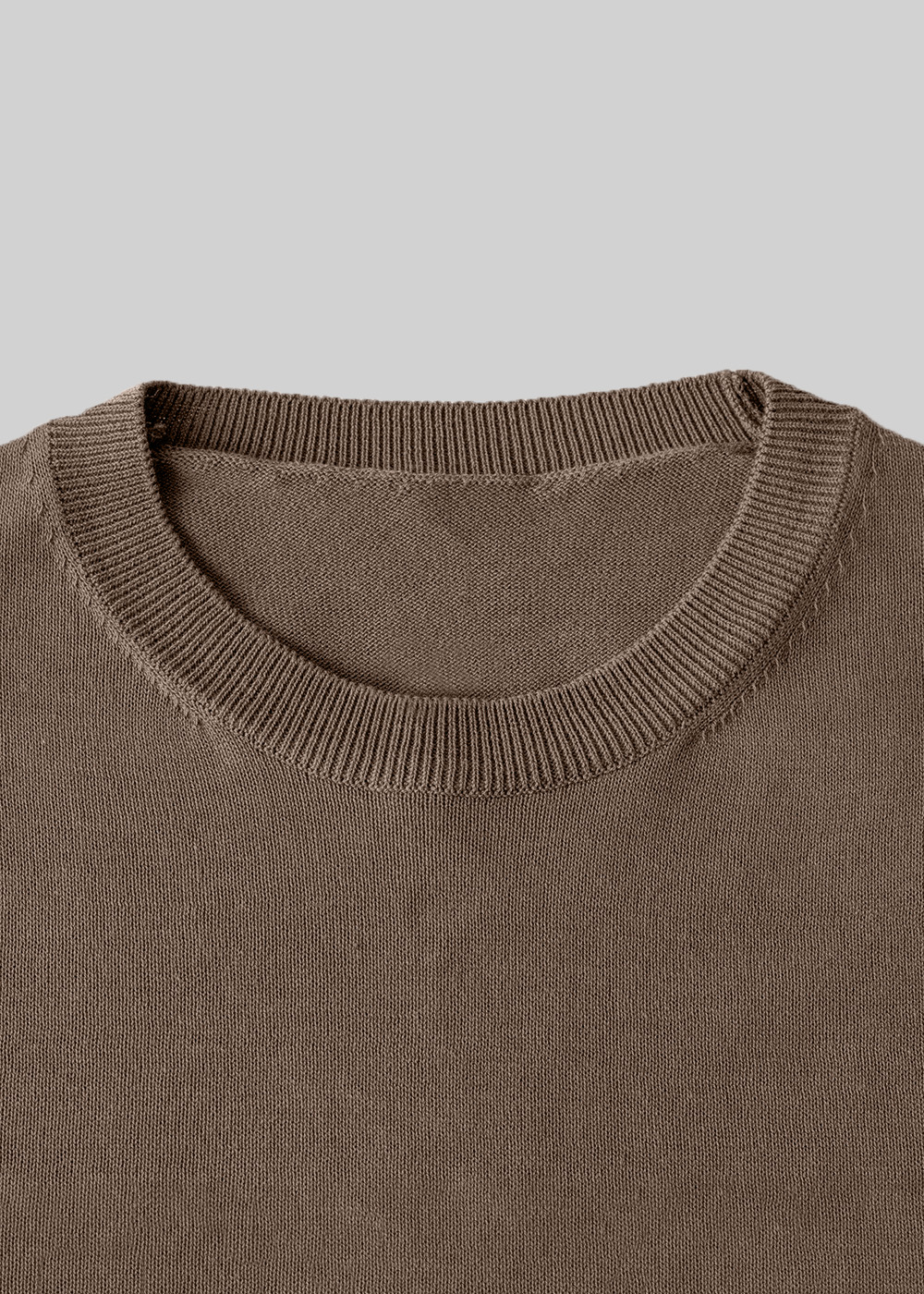 [woman] Classic Half Sleeve Crewneck Knit _ brown for woman
