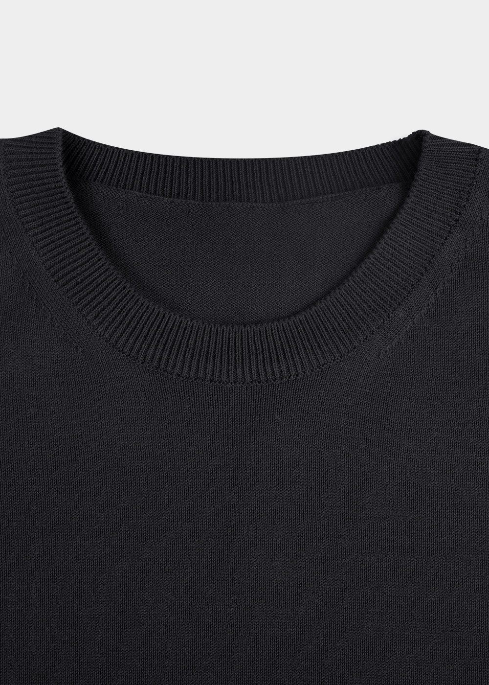 Low Density Cotton Blended High Twisted Short Sleeve Crewneck Knit _ black