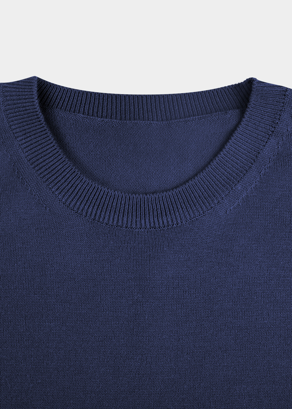 Low Density Cotton Blended High Twisted Short Sleeve Crewneck Knit _ navy