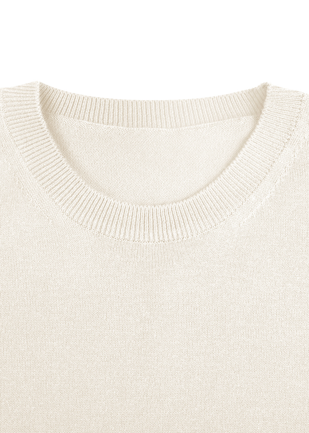 Low Density Cotton Blended High Twisted Short Sleeve Crewneck Knit _ cream