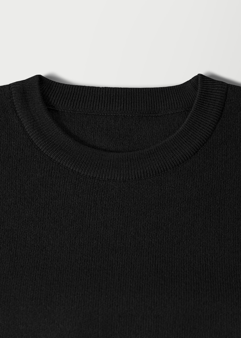 Wool Blended Casual Crewneck Knit _ black