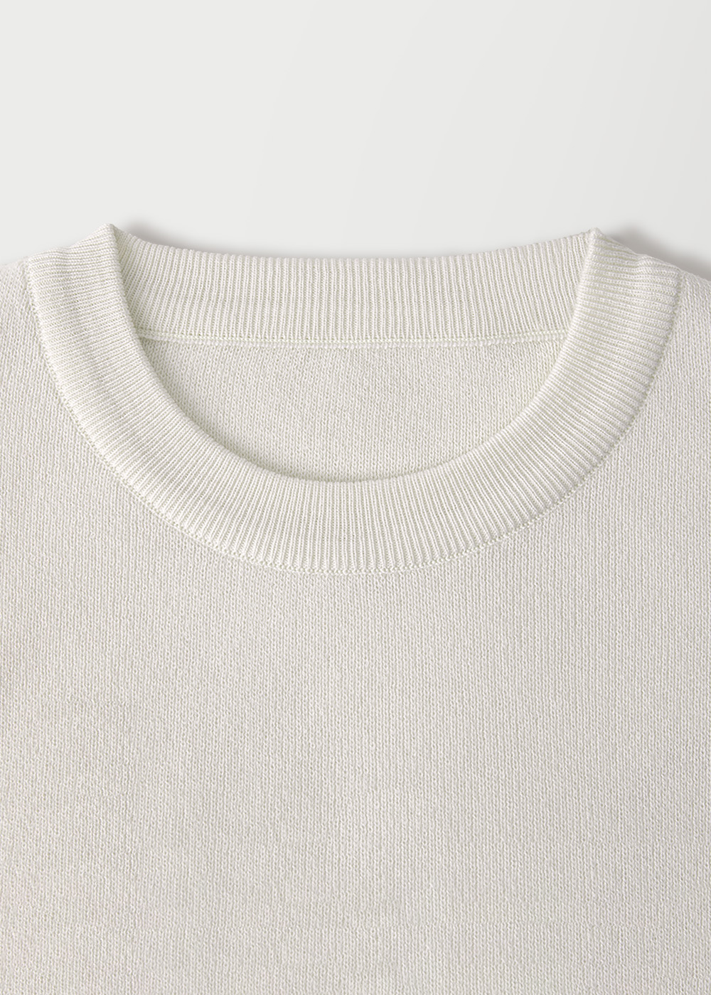 Wool Blended Casual Crewneck Knit _ raw white