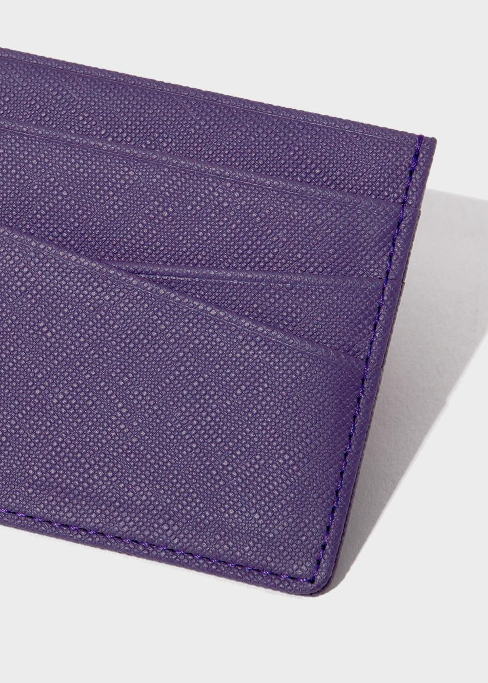 Cow Leather Slim Card Wallet _ purple