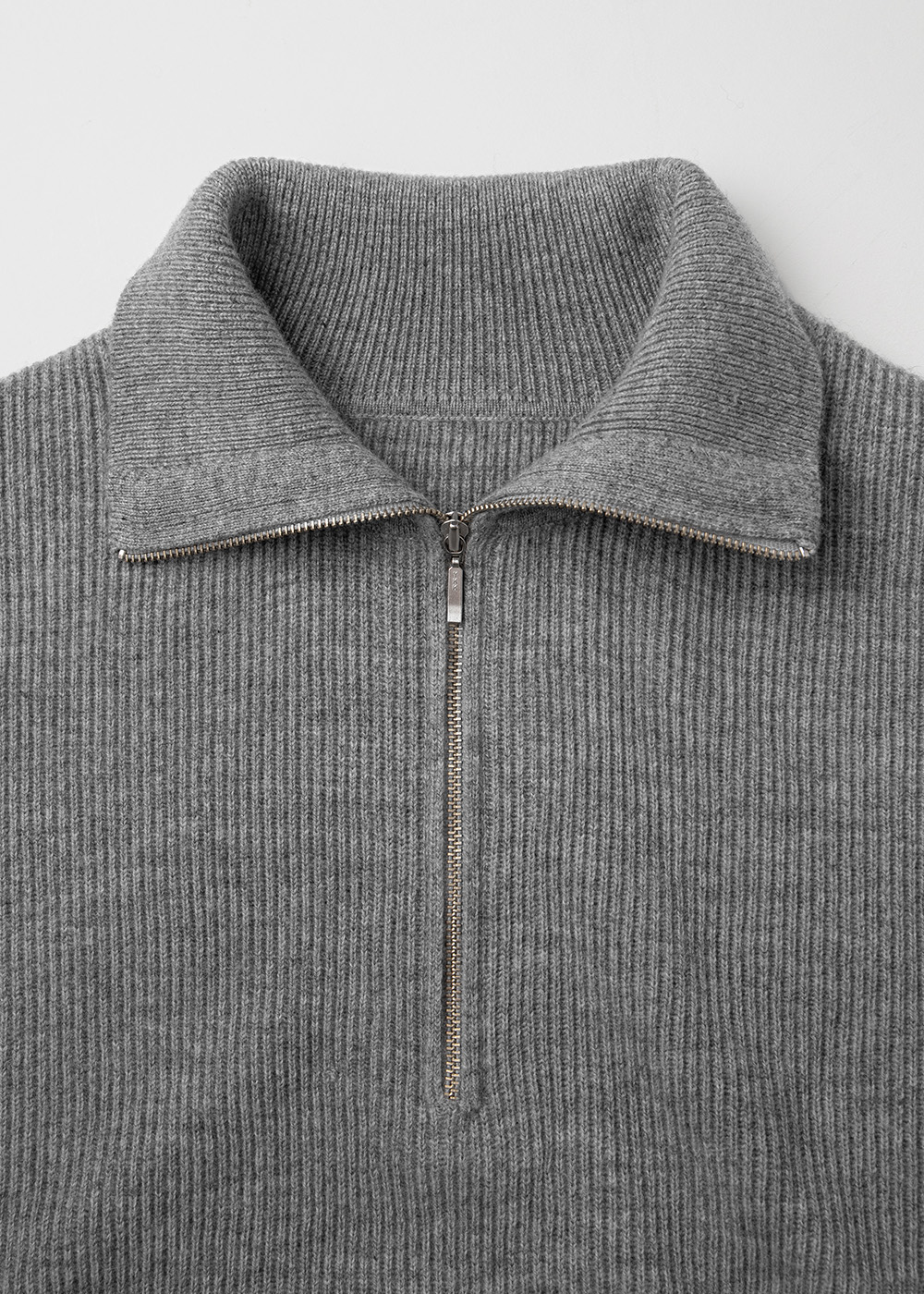 Cashmere 10% Blended Half Zip Pullover Cardigan _ gray