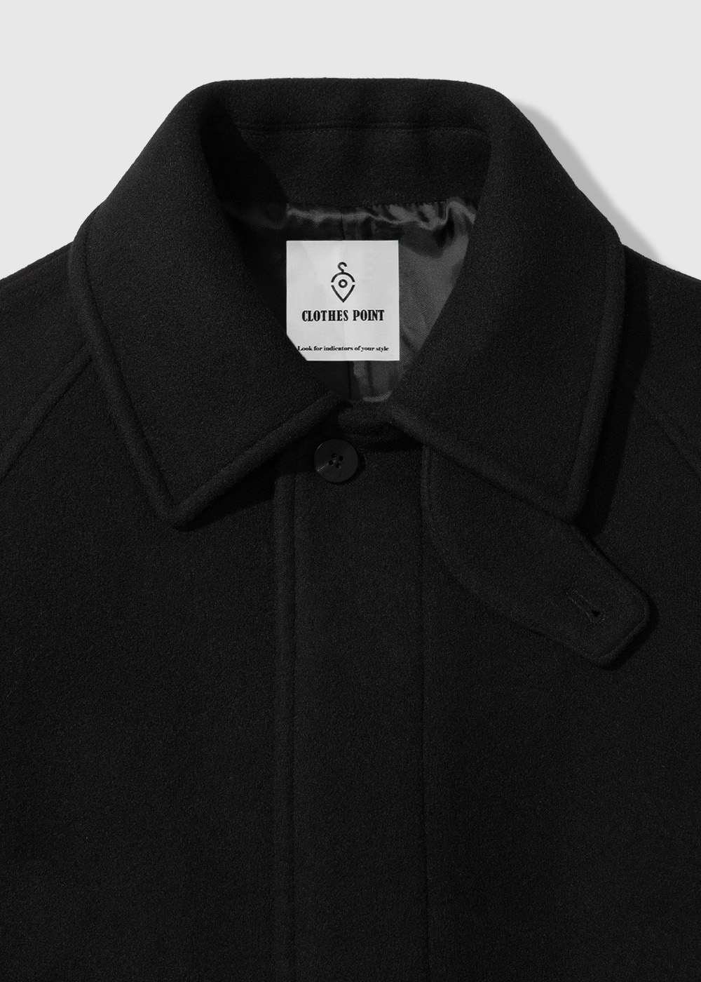 Melton Wool 100% Balmacaan Coat _ black