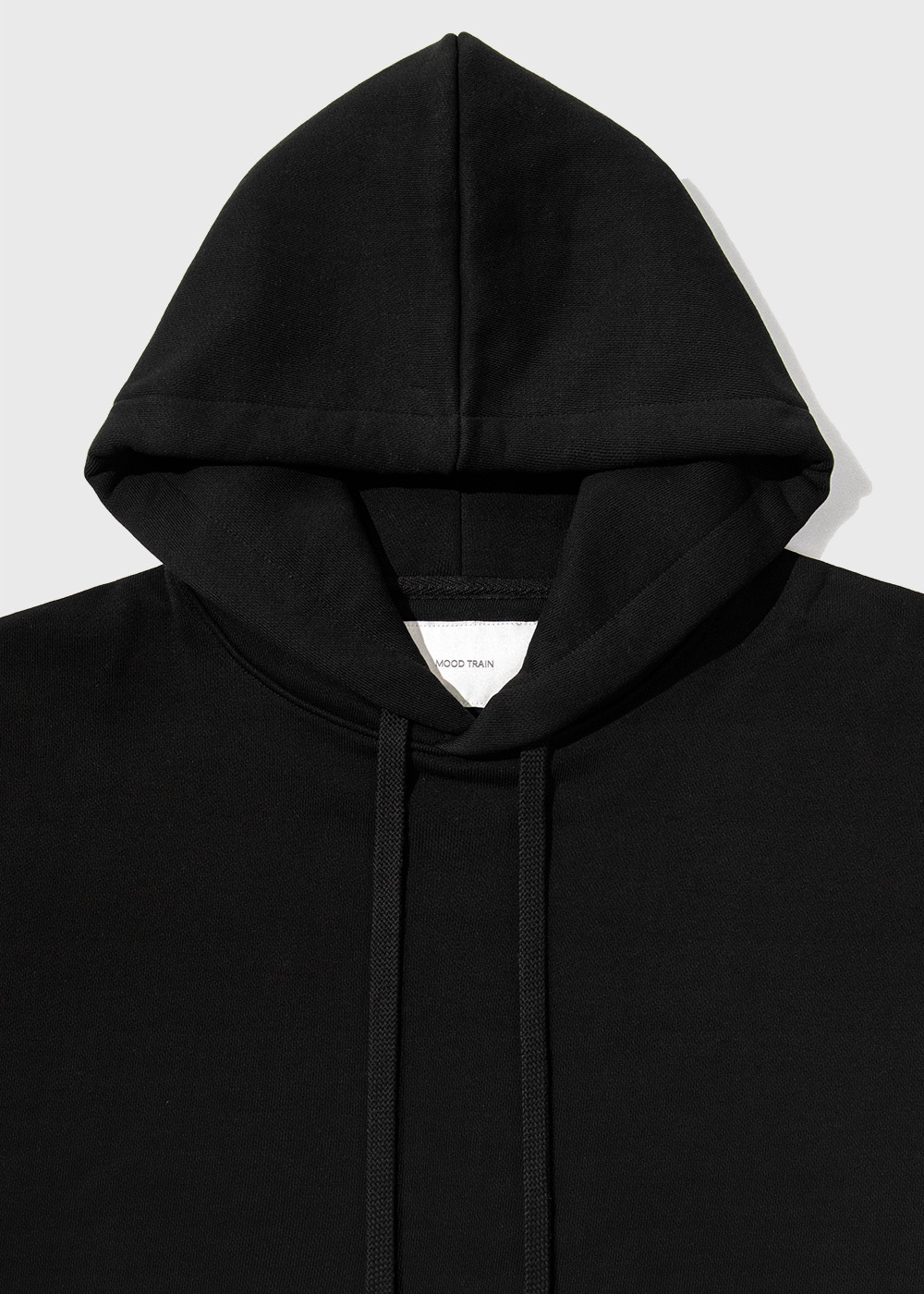 Silky Finished Heavy Cotton Wide Strap Sweat Hoodie _ black