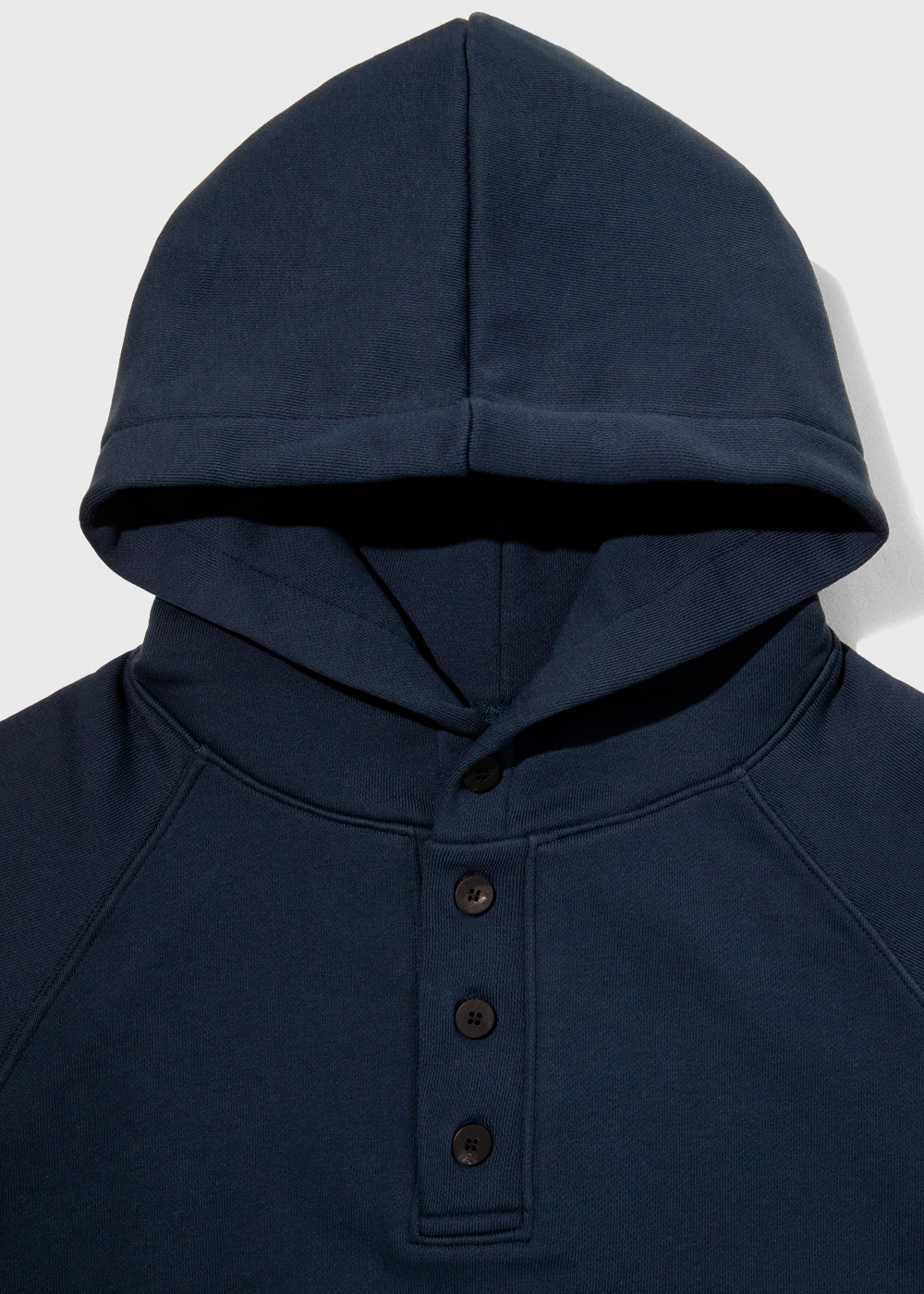 Enzyme Finished Heavy Cotton Button Raglan Hoodie _ navy