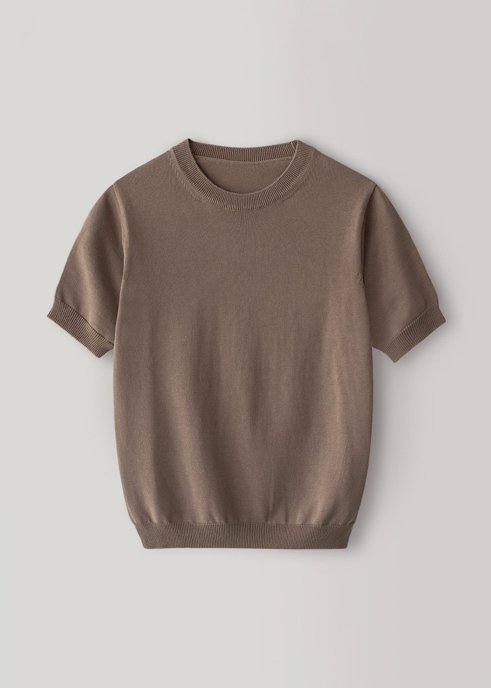 [woman] Classic Half Sleeve Crewneck Knit _ brown for woman