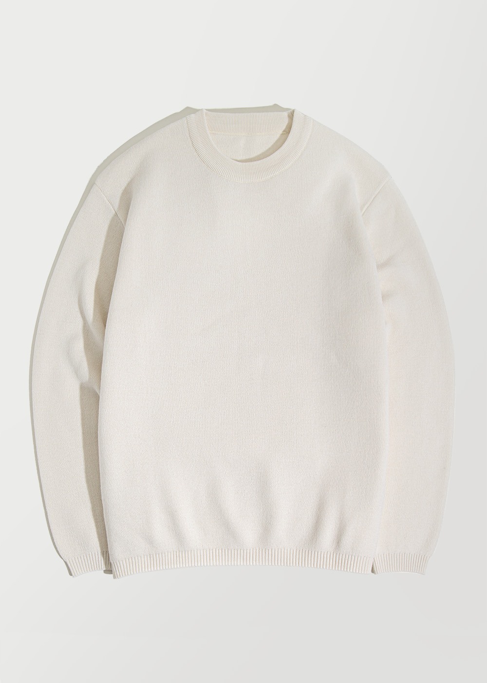 Wool Blended Casual Crewneck Knit _ raw white