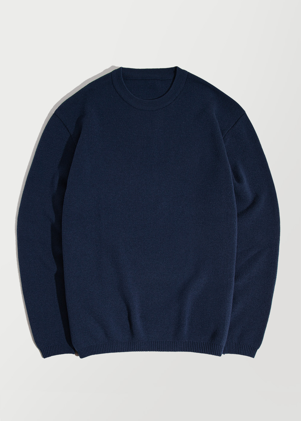 Wool Blended Casual Crewneck Knit _ blue
