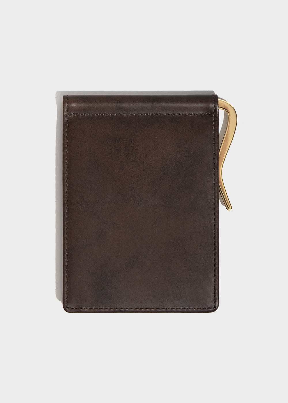 Cow Leather Money Clip Wallet _ marble brown