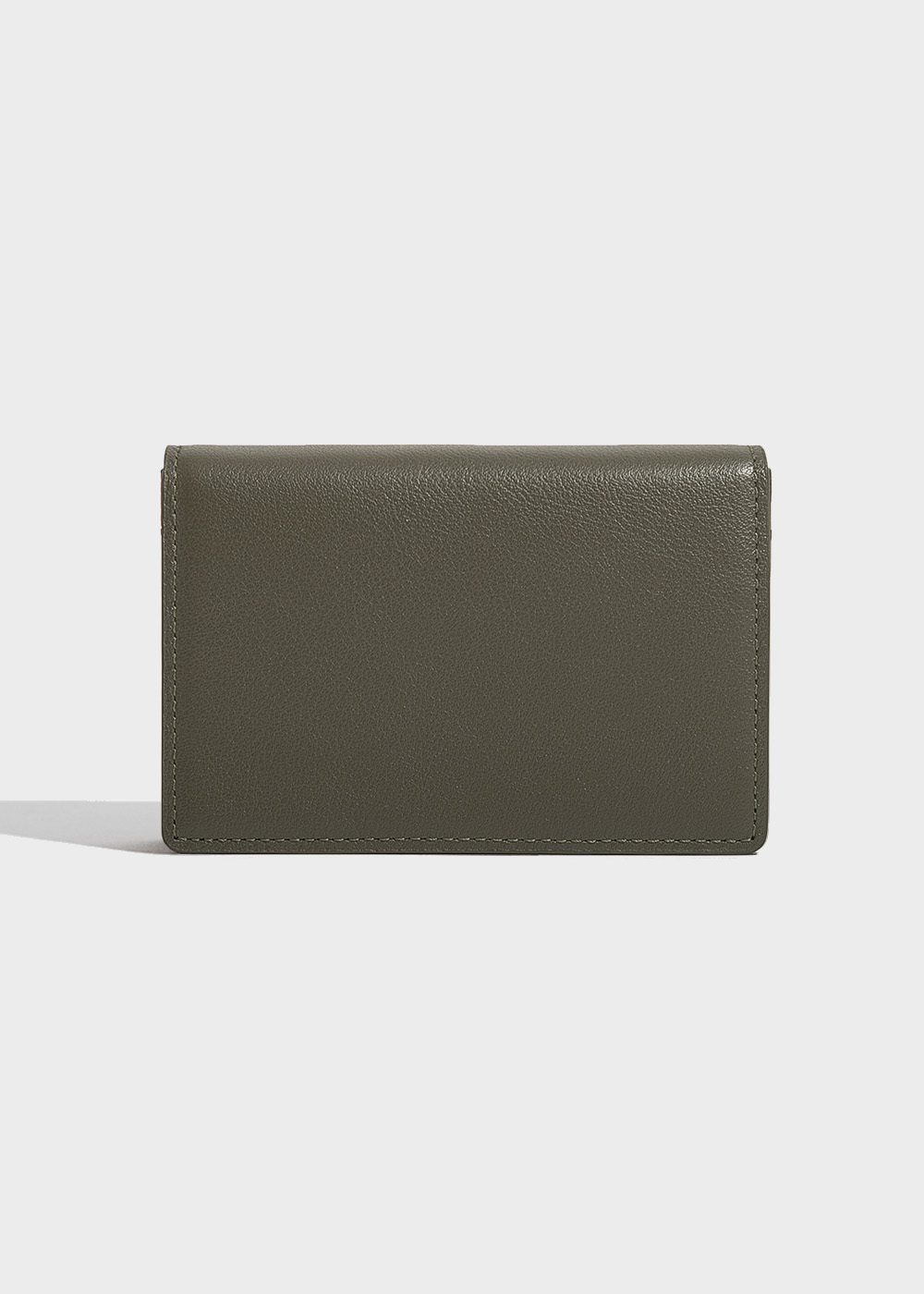 Cow Leather Card Wallet _ khaki gray