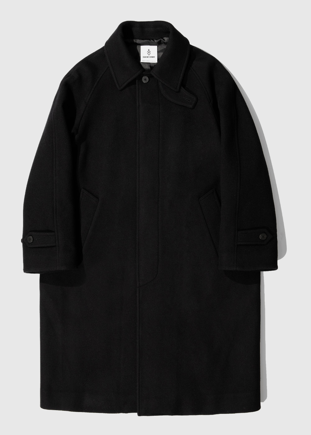 Melton Wool 100% Balmacaan Coat _ black