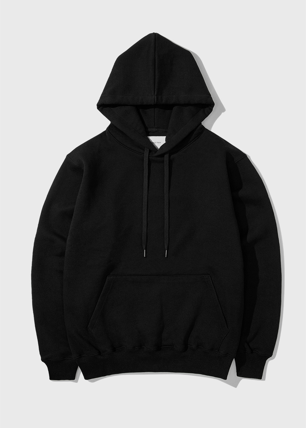 Silky Finished Heavy Cotton Wide Strap Sweat Hoodie _ black