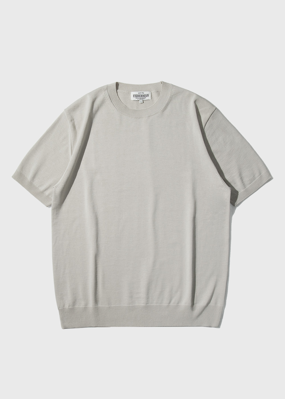 Cotton Blended High Twisted Short Sleeve Crewneck Knit _ stone