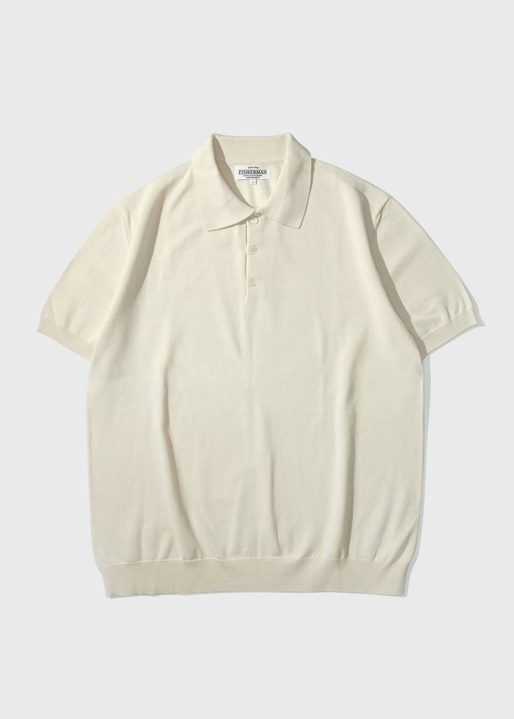 Cotton Blended High Twisted Short Sleeve Polo Knit _ ivory