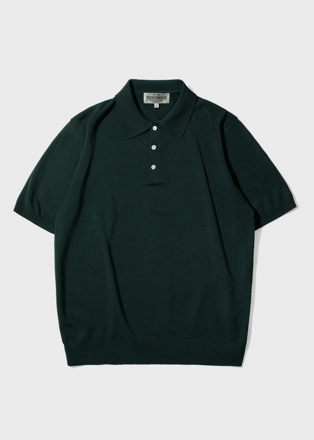 Cotton Blended High Twisted Short Sleeve Polo Knit _ dark green
