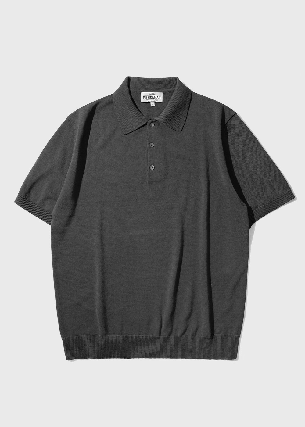Cotton Blended High Twisted Short Sleeve Polo Knit _ graphite