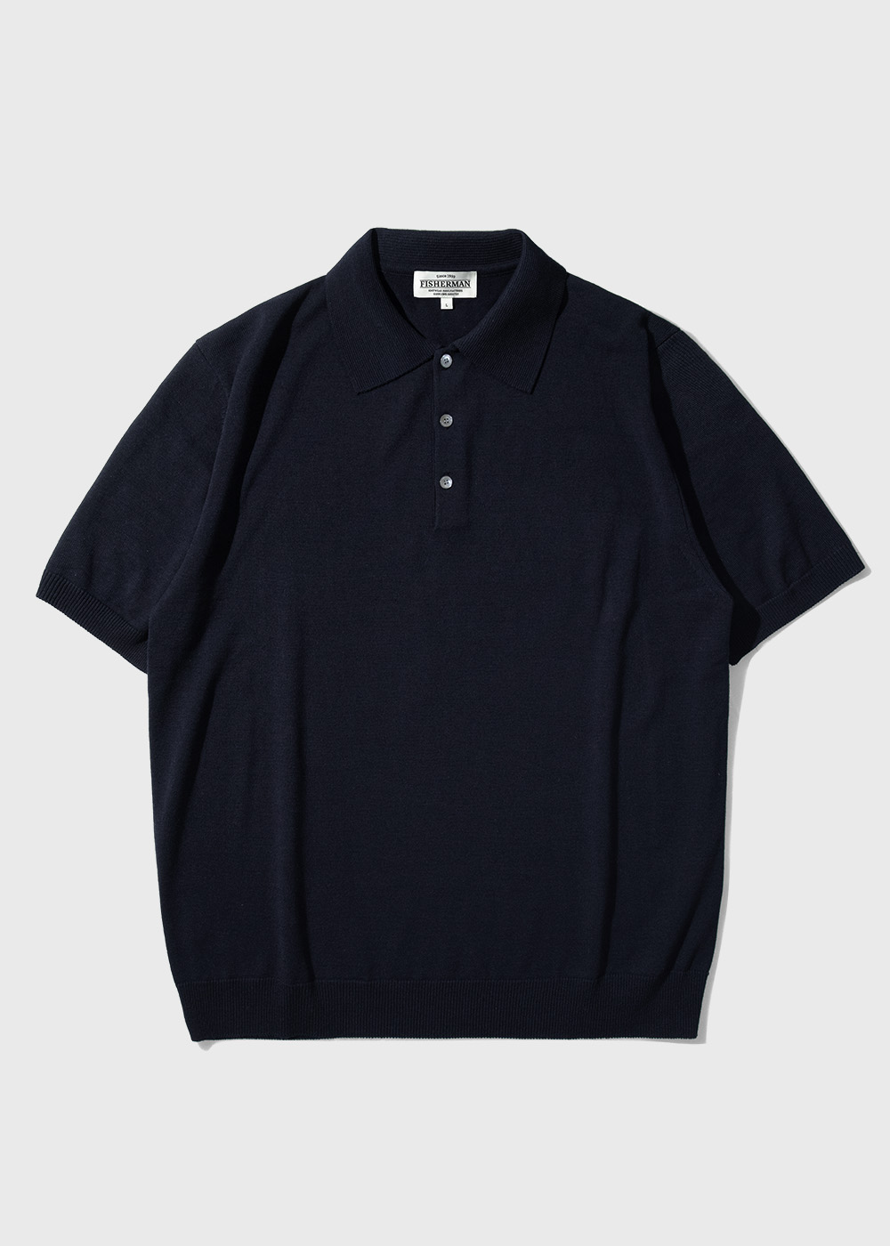 Cotton Blended High Twisted Short Sleeve Polo Knit _ dark navy